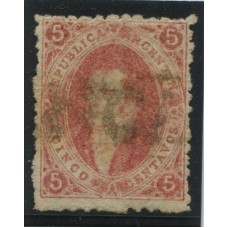 ARGENTINA 1864 GJ 19 RIVADAVIA ESTAMPILLA de 1ra TIRADA CON MATASELLO FRANCA DE GOYA CORRIENTES U$ 30